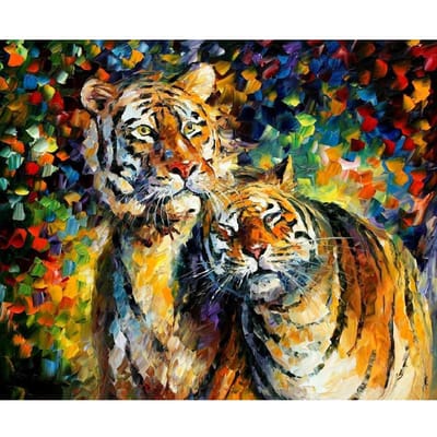 Broderie Diamant Carré / Rond 5D Tigre Peint Mosaïque DIY Décoration de Maison Full Round (20X30CM)