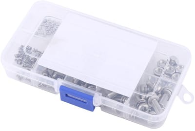Dailygoods- Moer Set 160 Stuks - Roestvrij Staal 304 - Schroeven met Sluitringen - Opbergdoos - Panoramakop - Afmetingen Doos 12,5 x 6,3 x 2,3 cm - Bevestigingsmateriaal