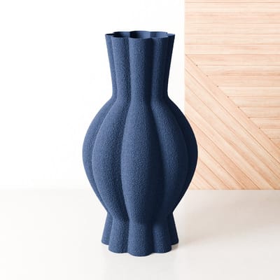 Fleuriek - Vaas Blauw - H30 cm - Vaas voor kunstbloemen of droogbloemen - 3D geprinte vaas van gerecycled kunststof - Tafelvaas