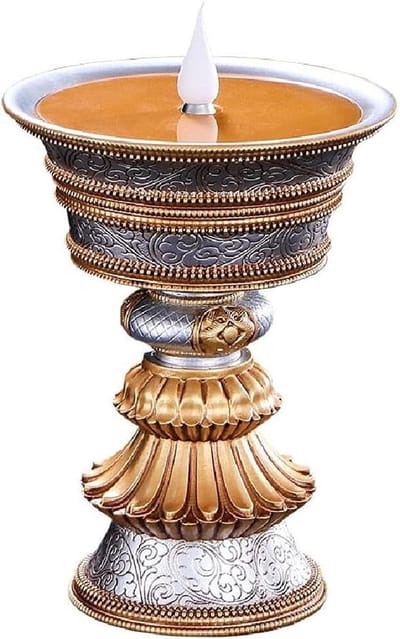 Oplaadbare Olielamp - Buddha Lamp Kaarsenhouder - Sfeerverlichting Binnen - Rookloos en Veilig - Grote Capaciteit - Geel