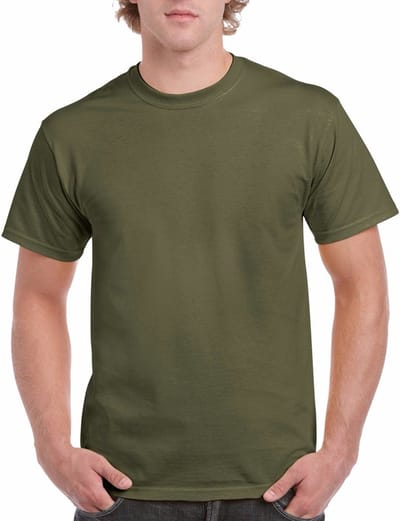 Gildan T-shirt - army groen - heren - zware kwaliteit - basic shirt - katoen - korte mouwen XXL
