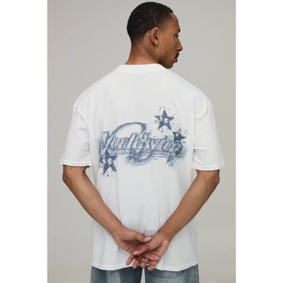 Wit Oversized T-shirt Met Grootschalige Worldwide Print | White | Size Small