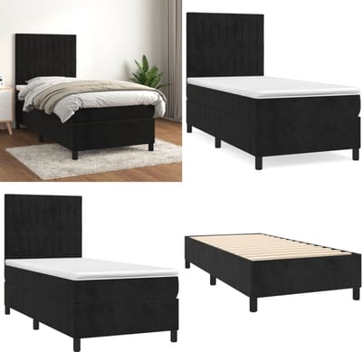 vidaXL - Boxspring - met - matras - fluweel - zwart - 100x200 - cm