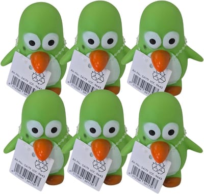 Rubber badeendje/pinguin - 6x - groen - badkamer fun artikelen - 6 cm - kunststof - water speelgoed