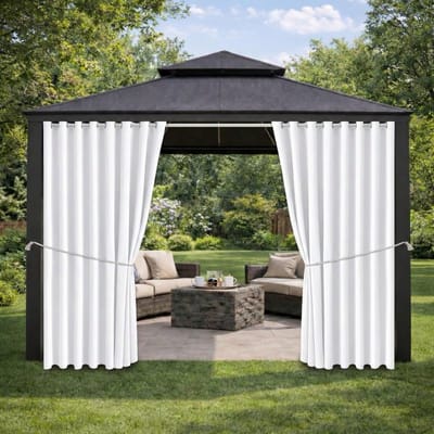 Qelus 1 Stuk Extra Breed Buitengordijn Waterdicht 180cm - Outdoor Gordijn Verduisterend - Weerbestendig Balkongordijn - Rideau Extérieur Imperméable - 180x274cm - Wit