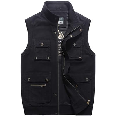 Nouveau Gilet Décontracté pour Homme Gilet Gilet d'Épaule Coton Pur Taille Large Lâche pour Homme d'Âge Moyen et Personnes Âgées 3XL black