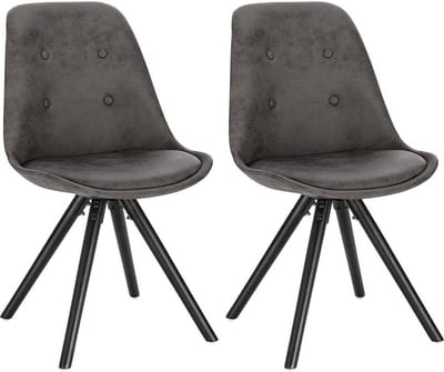 Bezoekersstoelen - Antraciet stof - Houten poten - Zithoogte 46cm - Set van 2