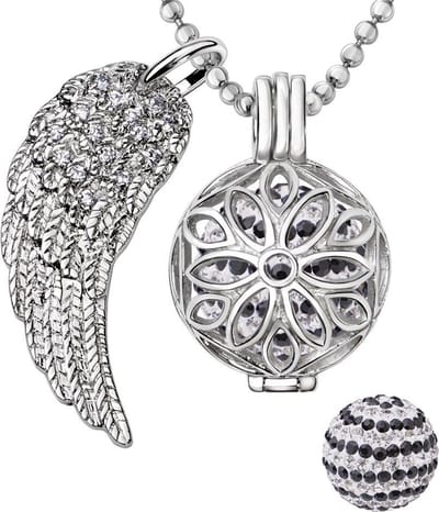 Engelenroeper 18mm Bolhouder met Ketting 90cm en Bolletje - Dames - Zilverkleurig Bloem - EBS18108