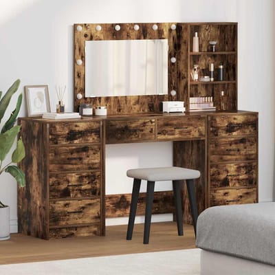 vidaXL - Kaptafel - 3 - st - Rook - Eiken - 78,5 - x - 41 - x - 135 - cm - Bewerkt - hout