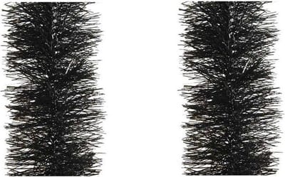 Kerstslingers - 6x stuks - zwart - folie - 10 x 270 cm - guirlande - kerstboom decoratie
