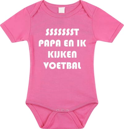 Rompertjes baby - papa en ik kijken voetbal- baby kleding met tekst - kraamcadeau jongen - maat 56 roze