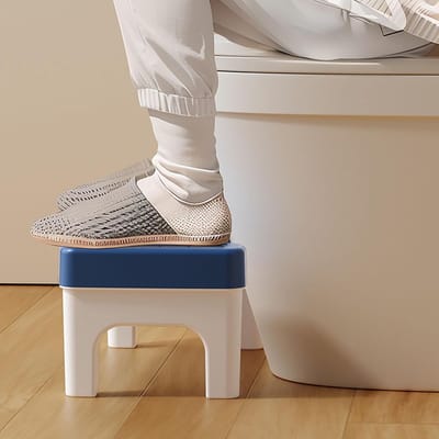 Toiletkrukje - Hurkstoel - Gezonde stoelgang - Antislip ontwerp - 38 x 22 x 17 cm - Marineblauw