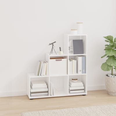 vidaXL - Boekenkast - trapvormig - 107 - cm - bewerkt - hout - hoogglans - wit