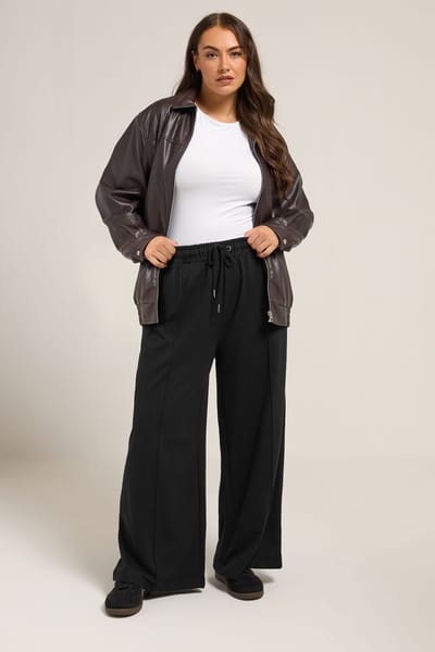 Yours Joggingbroek Van Katoenmix Met Wijde Pijpen In Zwart Size Regular > 42