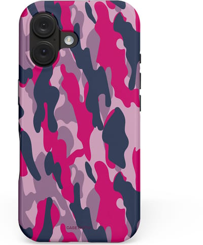 Casetastic hoesje geschikt voor Apple iPhone 16 - MagSafe - Dubbellaagse bescherming - Urban Pink Camo - Fashion Case - Lila Roze Donkergrijs Grijs