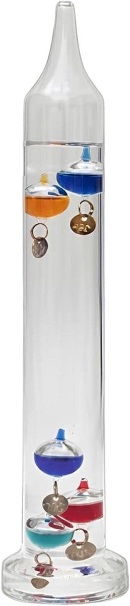 Galileo Thermometer - Glazen Temperatuurmeter - Temperatuur Meten - Romeinse Kolom Stijl - 28 cm Hoog - Multicolor