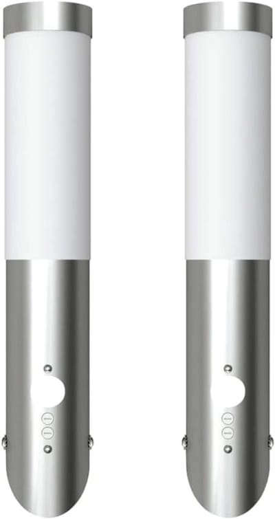 Set van 2 Buitenlampen met Bewegingssensor RVS - Waterdicht Tuinverlichting