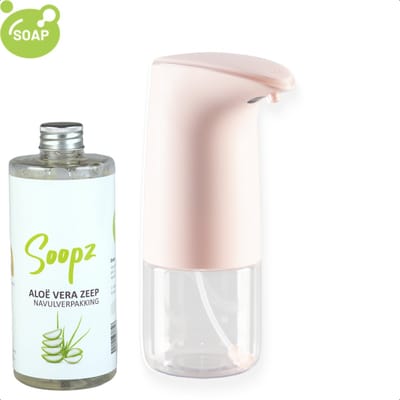 Soopz Automatische Zeepdispenser – Fel Roze – Bright Pink Vivid – Zeeppompje met Bewegingssensor – Met Aloë Vera Zeep