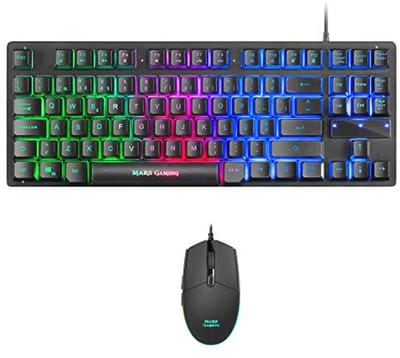 Compacte Gaming Toetsenbord en Muis Set met RGB Verlichting