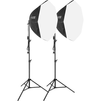 Andoer Studio Fotografie Softbox Kit met 70cm/28in Achthoekige Fotografie Softbox * 2 + 2.1M Metaal EU