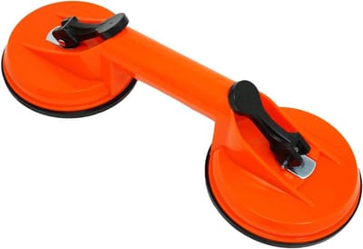 Zuigheffer Dubbele Cup - Zuignap Glaslifter - Vervoeren Zware Objecten - 70kg Hefcapaciteit - 115mm Diameter Pads - Helder