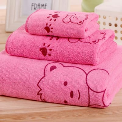 Cartoon Absorberende Grote Badhanddoek Handdoek Zwemmen Zweet Stoom Handdoek Baby Kinderen Vierkante Handdoek Cartoon Niet-puur Katoen roze