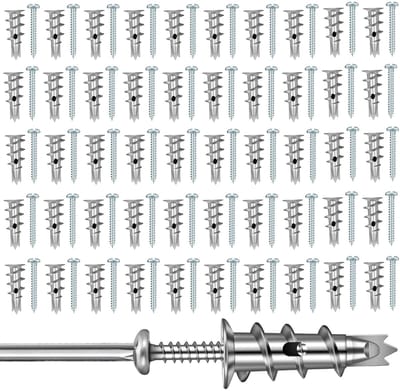 Dailygoods - 50 stuks gipsplaatpluggen, zelfborende gipsplaatpluggen met schroeven, zelfborende holle ruimtepluggen voor gipsplaten voor gipsplaten, gipsplaten, gipsplaten, gipsplaten, gipsplaten