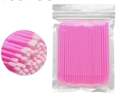 CHPN - Kleine make-up borsteltjes - Wimperborsteltje - Wimper borstel - Wenkbrauw borstel - Microbrush - Miniborstel - 100 stuks - 10CM lang - Microbrushes - Roze - Wimpers