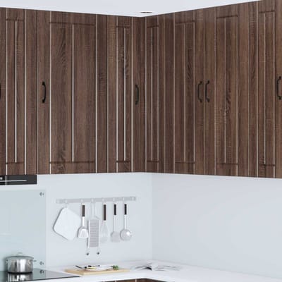 vidaXL - Wandhoekkast - LUCCA - Bruin - eiken - 57 - x - 57 - x - 100 - cm - Bewerkt - hout