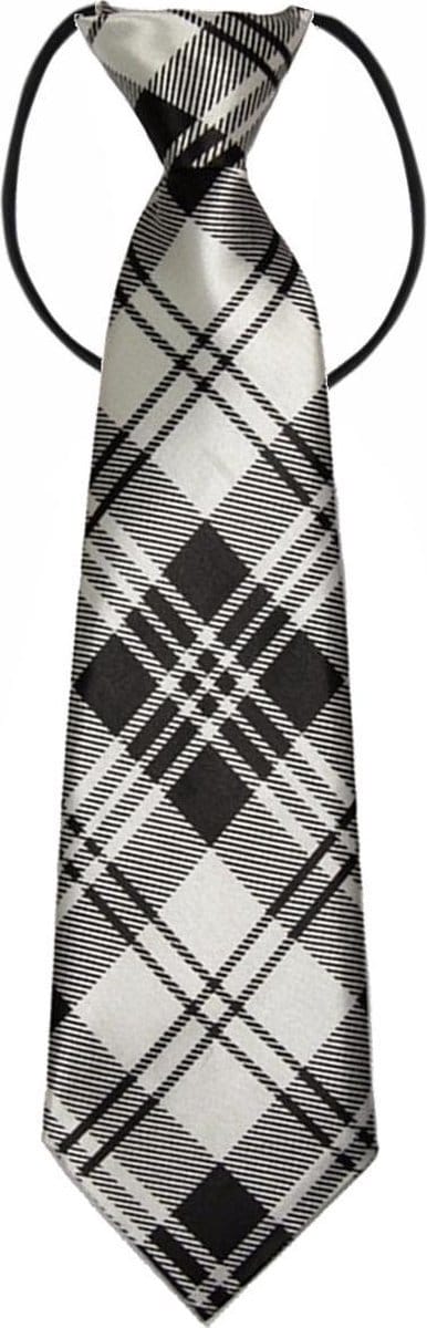 Fako Fashion - Kinderstropdas - Kinder Stropdas - Jongens Stropdas - Das - Print - Elastiek - Ruit Zwart/Wit
