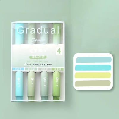 4 stks/set Macaron Kleur Markeerstift Pennen Kawaii Briefpapier Studenten Markeerstift Tekening Tool Leuke School Kantoorbenodigdheden groen