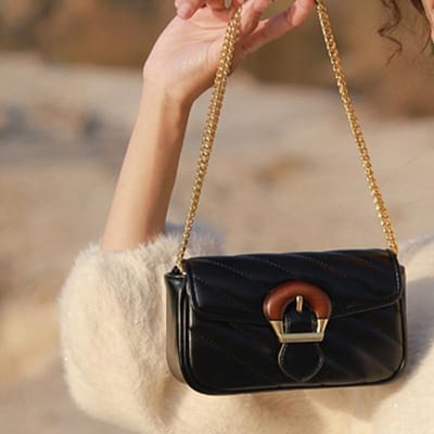 Xiaoxiangfeng Licht Luxe Schoudertas Niche Geborduurde Lijnketting High-end Crossbody Mini Tas Nieuwe Stijl brown