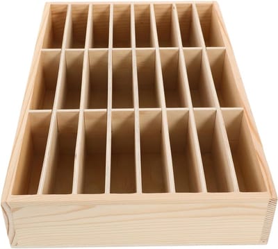 Opbergbak voor mobiele telefoons en calculators in de klas, multifunctionele houten houder voor school en kantoor, 32 x 20 x 5,5 cm
