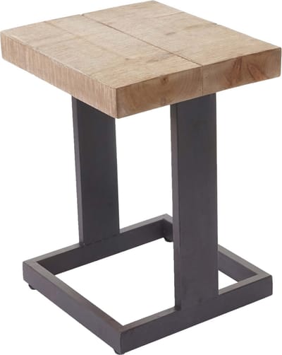Zitkruk MCW-A15, kruk voetenbank houten kruk, dennenhout rustiek massief MVG-gecertificeerd 48x36x32cm