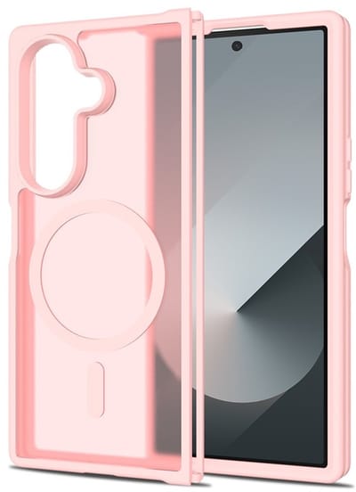 Lunso Geschikt voor Samsung Galaxy Z Fold 7 slank backcover hoesje met magnetisch ondersteuning - Roze