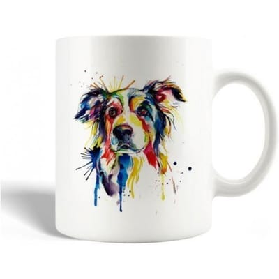Mug en Céramique Chien Coloré Peinture Chien Multicolore Art Mural Bricolage Artisanat