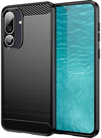 Geborsteld TPU Hoesje Geschikt voor Samsung Galaxy M56 | Beschermhoes | Back Cover | Flexibel TPU | Stijlvol Carbon | Dun | Zwart
