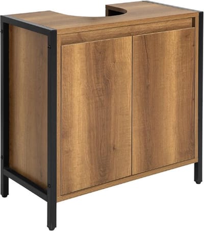 Luxe Wastafel Onderkast – Met Uitsparing – Badkamer Kastje – Staand – Onder Wastafel – Opbergruimte – Stijlvol Design – Bruin