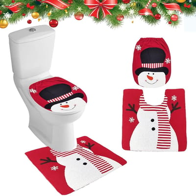 Kerst Toiletset met Toiletbrilhoes en Antislip Badmat