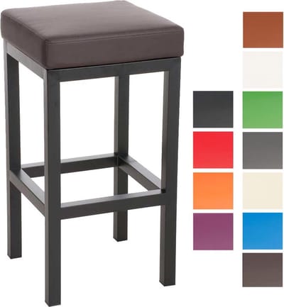 CLP Taylor Barkruk - zwart metalen frame - Zithoogte 78 cm - kunstleer - bruin/zwart