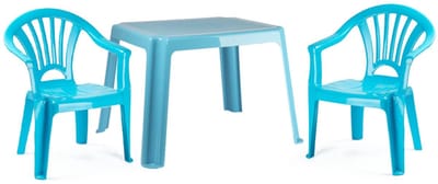 Plasticforte Tuinstoelen en tafel set voor kinderen - kunststof - lichtblauw - met 2x stoelen - buiten/binnen