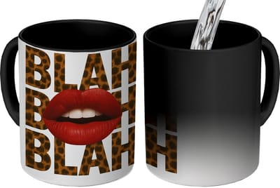 Magische Mok - Foto op Warmte Mokken - Koffiemok - Lip - Rood - Quote - Magic Mok - Beker - 350 ML - Theemok - Mok met Tekst