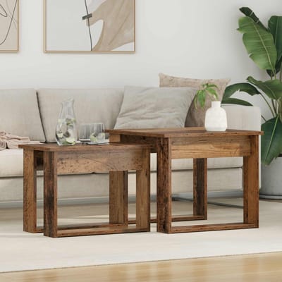 vidaXL - Koffietafel - Set - 2 - st - Oudhout - 50 - x - 52 - x - 42 - cm - Bewerkt - hout