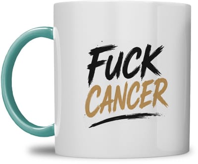 MOK | FUCK CANCER | LEEUW WATERVERF DESIGN | GEPERSONALISEERD MET NAAM | ZEEGROEN BLAUW