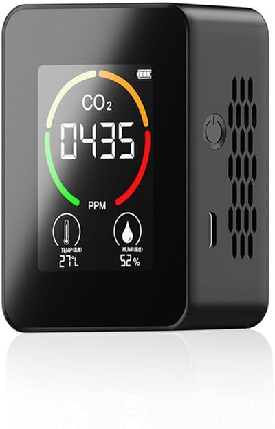 Ynkkvre – CO2-meter – 400~5000 PPM CO2-sensor met automatische kalibratie – temperatuur- en vochtigheidssensor met digitaal display – zwart