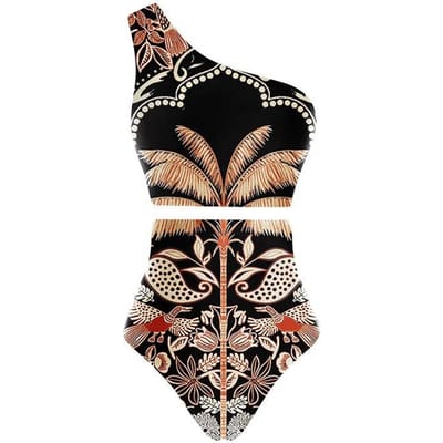 Nieuw Sexy Eendelig Badpak Dames Bedrukt Mesh Rok Badpak Set L black