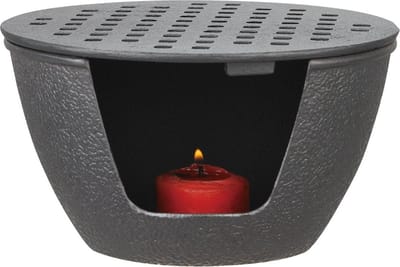 KINGHOFF - Theepot Warmer - Gietijzeren Theelicht Warmer voor Theepot en Koffiekan - Warmhoudplaatje - Ketel Accessoire - 15 x 15 x 8.5 cm - Gietijzer