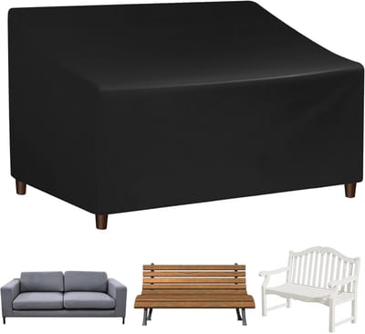 Famanu - Tuinbankhoes, beschermhoes voor tuinbank, 420D Oxford-beschermhoes, tuinstoelen, voor terrasbanken buiten, waterdicht, winddicht en stofdicht, zwart, 134 x 70 x 65/94 cm