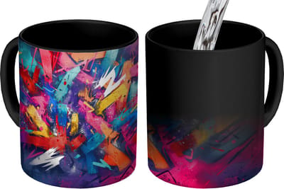 Magische Mok - Foto op Warmte Mokken - Koffiemok - Abstract - Explosie - Neonkleuren - Magic Mok - Beker - 350 ML - Theemok