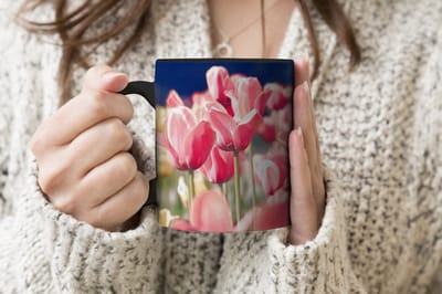 Magische Mok - Foto op Warmte Mokken - Koffiemok - Tulpen - Bloemen - Natuur - Magic Mok - Beker - 350 ML - Theemok